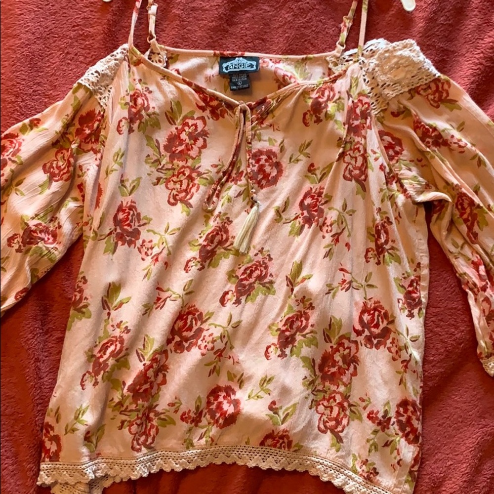 Floral off the shoulder shirt